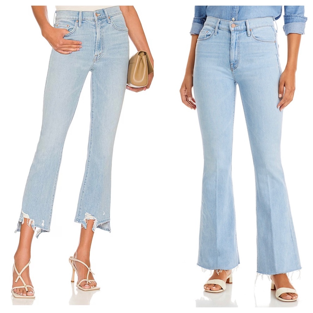 Two Pairs MOTHER Jeans Blue Light Wash Fray